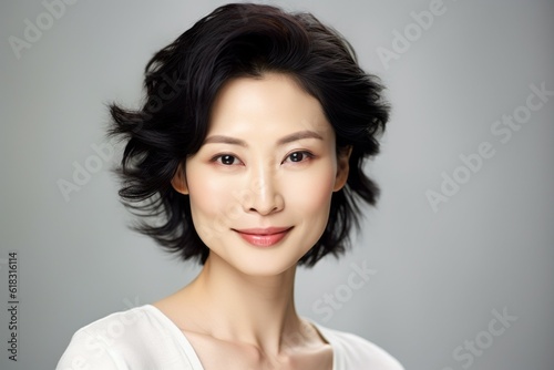 Portrait of an attractive Asian adult woman. AI generated  human enhanced