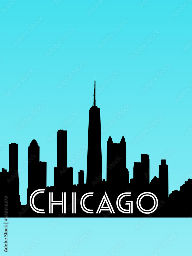 A vector illustration of the Chicago skyline