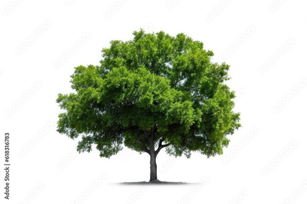 stock photo of Green tree white isolated background Generative AI