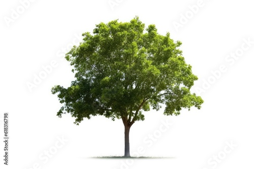 stock photo of Green tree white isolated background Generative AI