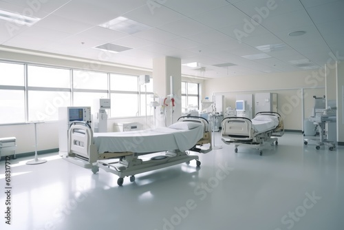 stock photo of inside coronary care unit in empty hospital Generative AI © NikahGeh