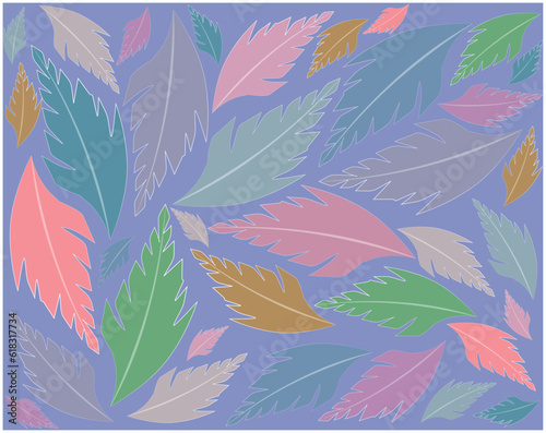 Coloured leaves. Cute coloured leaves for any decoration. Art of the coloured leaves.