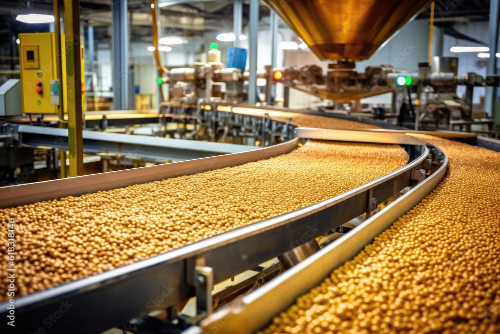 stock photo of inside factory conveyor belt production