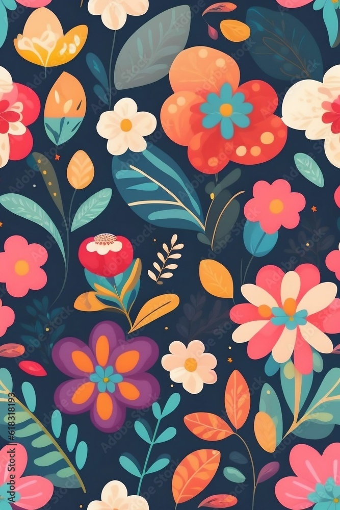 seamless pattern with flowers generated AI seamless pattern with flowers generated AI