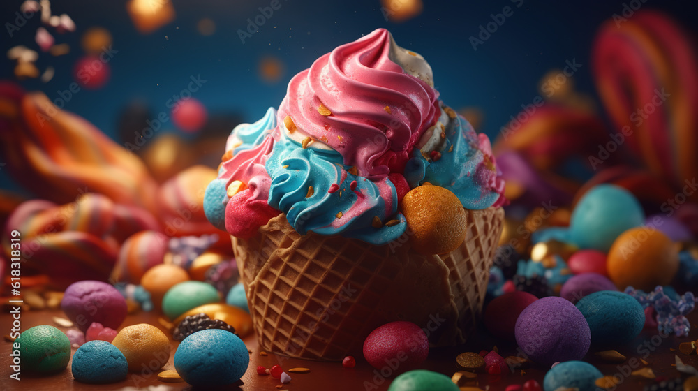 colorful ice cream, created with Generative AI 