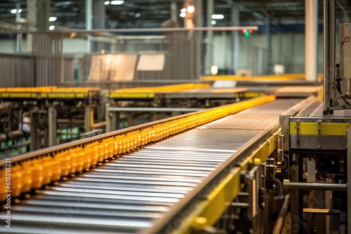 stock photo of inside factory conveyor belt production