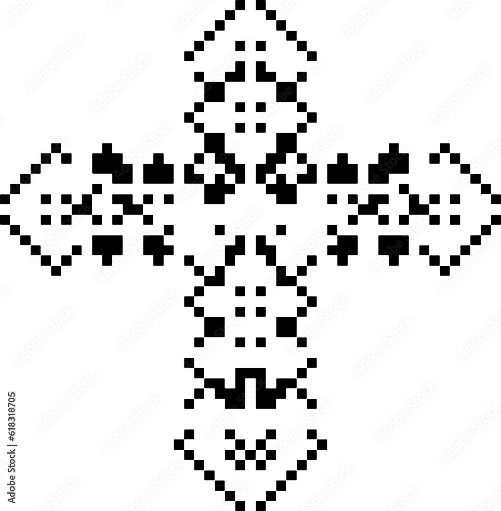 Cross with black and white patterns . Cross with black and white patterns .