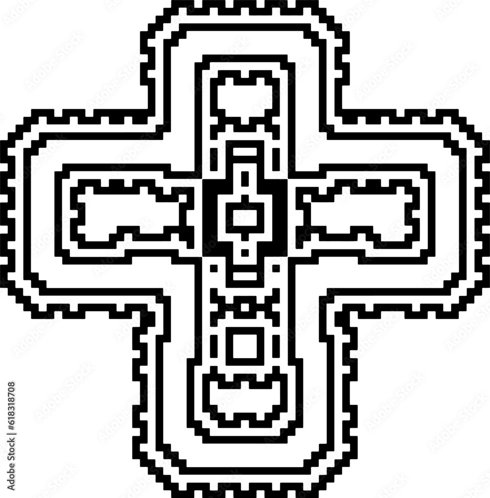 Cross with black and white patterns . Cross with black and white patterns .