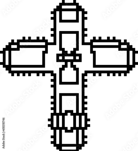 Cross with black and white patterns . 