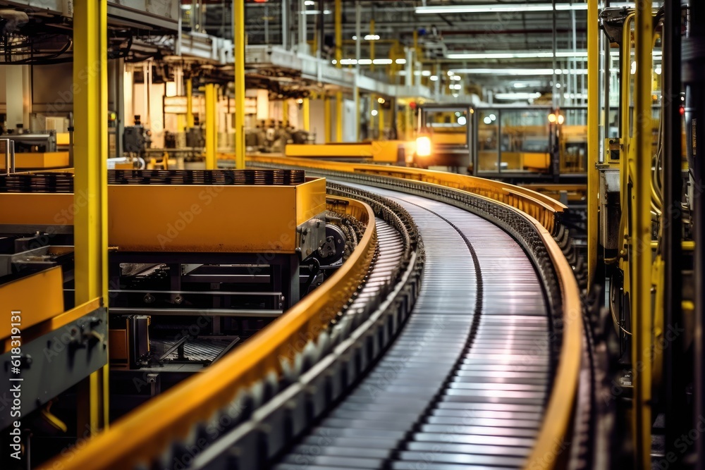 stock photo of inside factory conveyor belt production