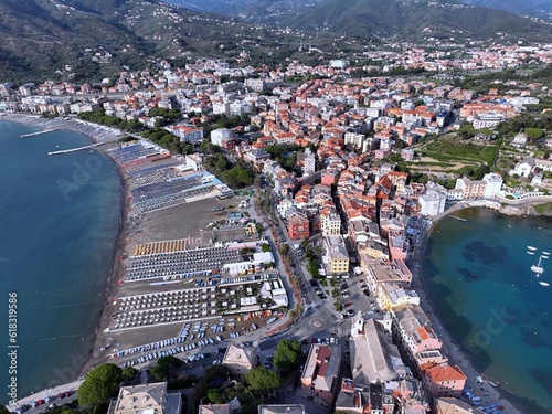 Εκτύπωση καμβά Panoramic aerial view of the Bay of Silence in Sestri Levante, a town in the Cin