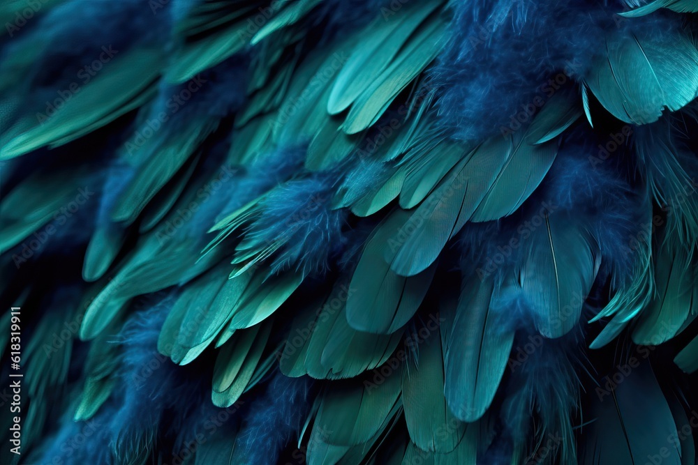 Fototapeta exotic bird blue feathers, generative ai