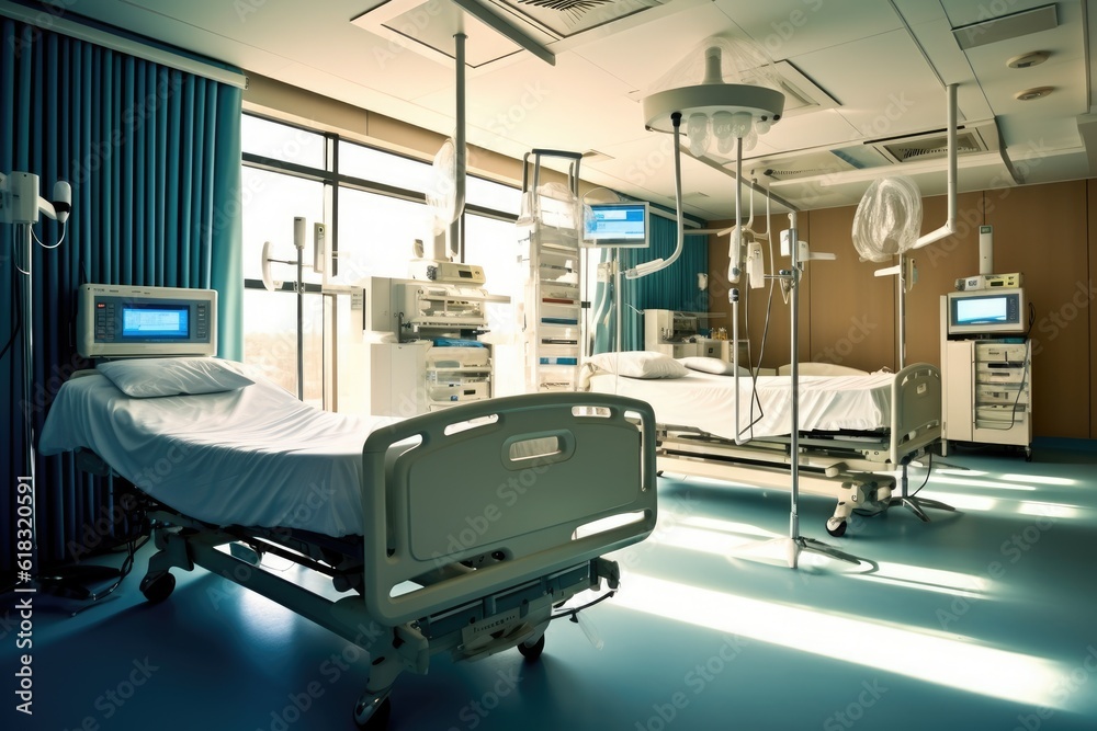 stock photo of inside intensive care unit in hospital Generative AI stock photo of inside intensive care unit in hospital Generative AI