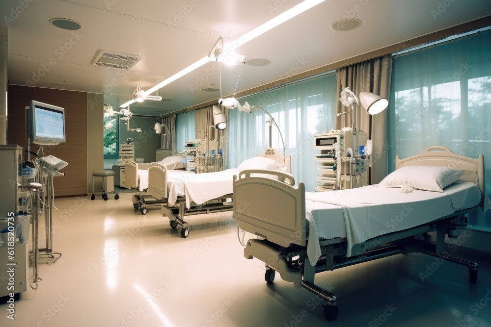 stock photo of inside intensive care unit in hospital Generative AI stock photo of inside intensive care unit in hospital Generative AI