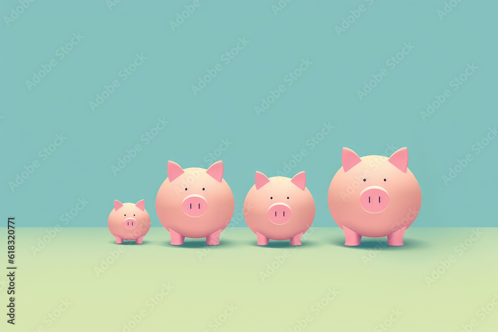 Piggy Bank family of four isolated on a background
