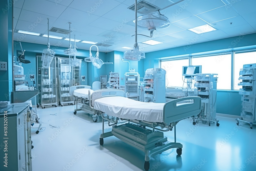 stock photo of inside intensive care unit in hospital Generative AI stock photo of inside intensive care unit in hospital Generative AI