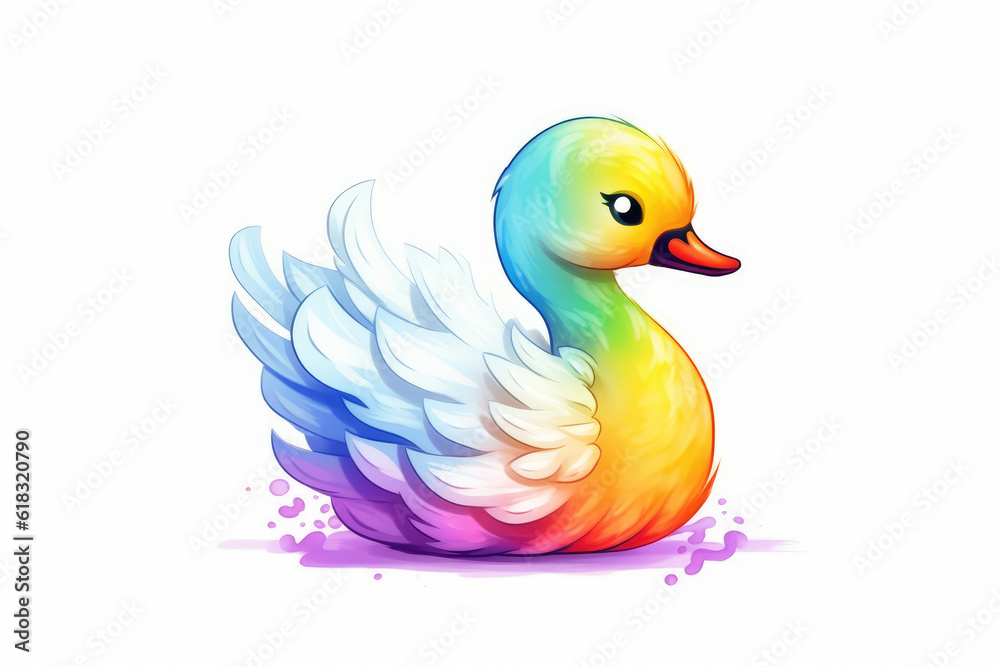 A rainbow duck isolated on a white background A rainbow duck isolated on a white background
