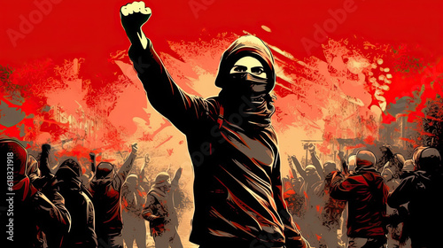 red revolution revolt communism activist guerilla - by generative ai photo