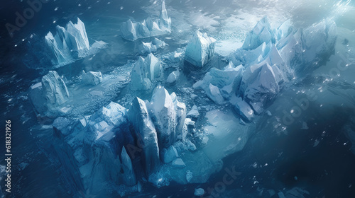 iceberg melting climate warming ecology - by generative ai © CEVmemories