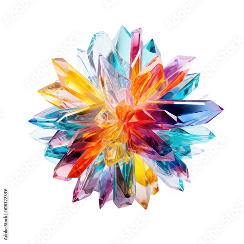 a cluster of levitating crystalline shards abstract shape, 3d render style, isolated on a transparent background, generative ai