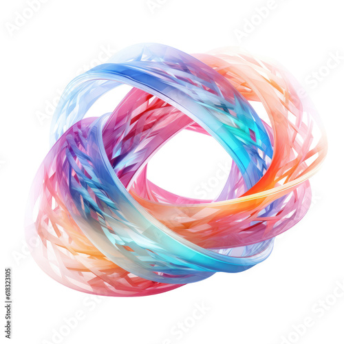 a dynamic spiral composed of intertwining abstract shape, 3d render style, isolated on a transparent background, generative ai