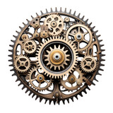 a symphony of interlocking gears and abstract shape, 3d render style, isolated on a transparent background, generative ai