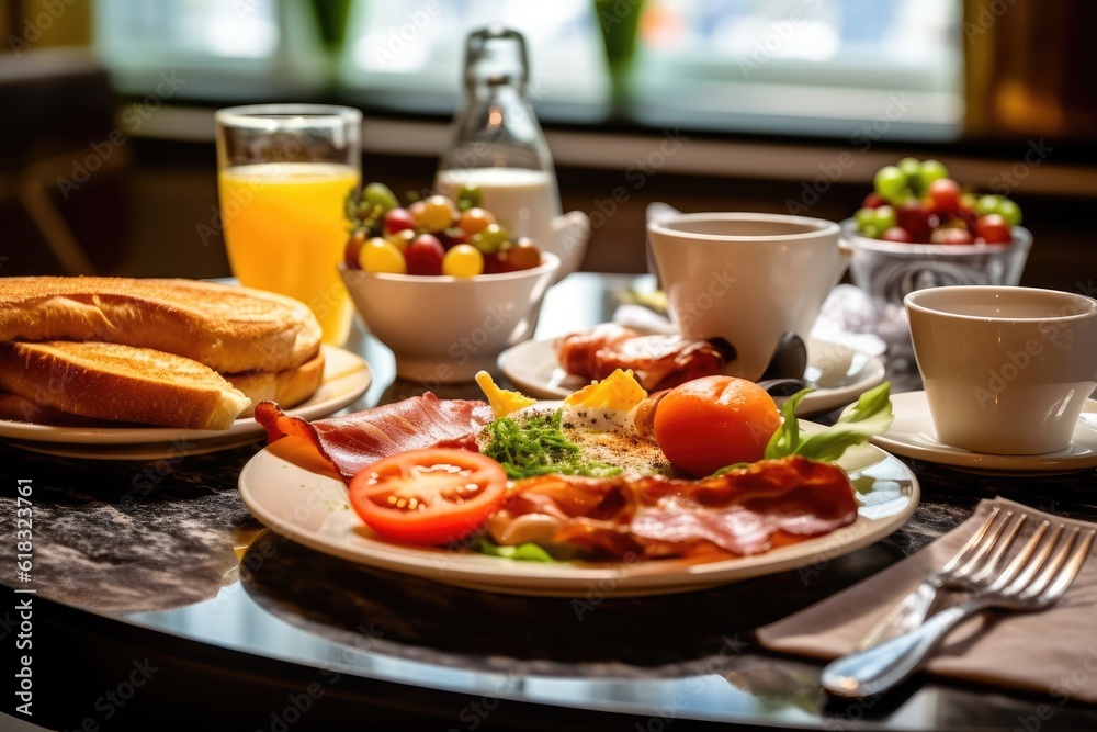 photo of breakfast at restaurant hotel Photography photo of breakfast at restaurant hotel Photography
