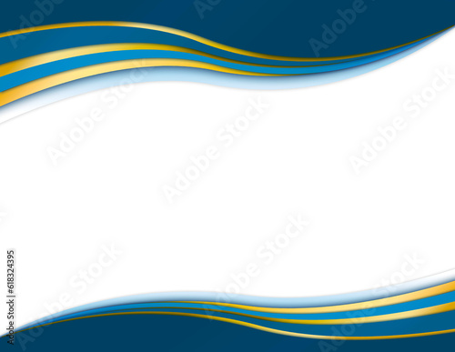Elegant Blue & Gold Wave Border Frame Transparent Background Flyer Template