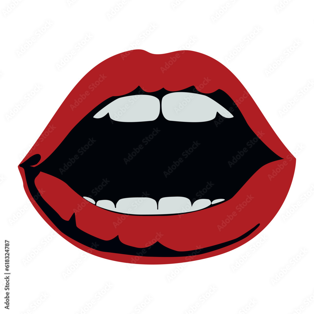 Obraz premium Isolated cute sexy girl lips pop art style Vector