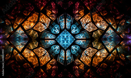 Kaleidoscopic Reflections: Captivating Geometric Patterns of Light and Reflection. Generative AI technology