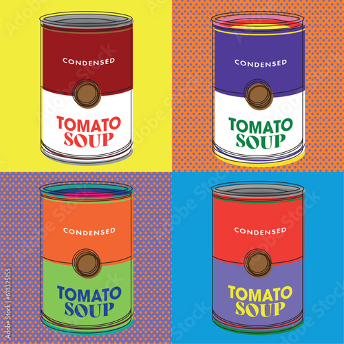 Set of different tomato soup pop art style comic Vector
