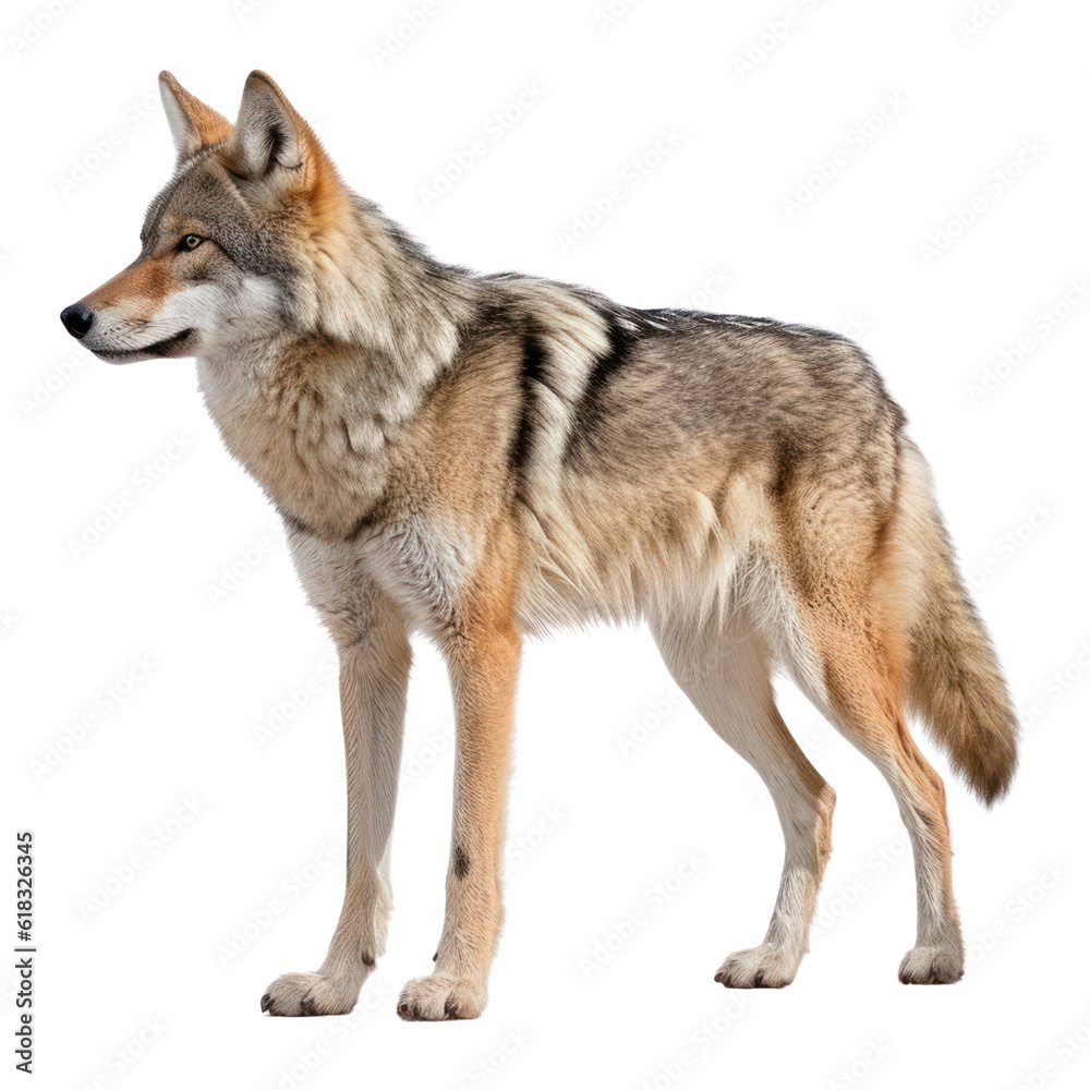 wolf isolated on transparent background cutout