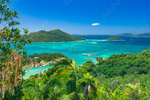 A view from the top of natural reserve Fond Ferdinand on Praslin island, Seychelles photo