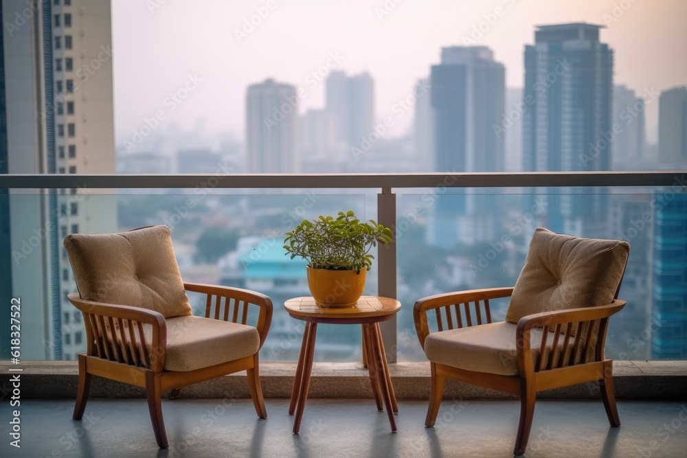 photo of hotel balcony with city view Photography