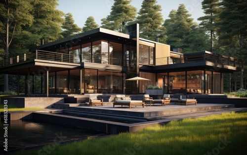 3d rendering of modern home Generative AI © SKIMP Art