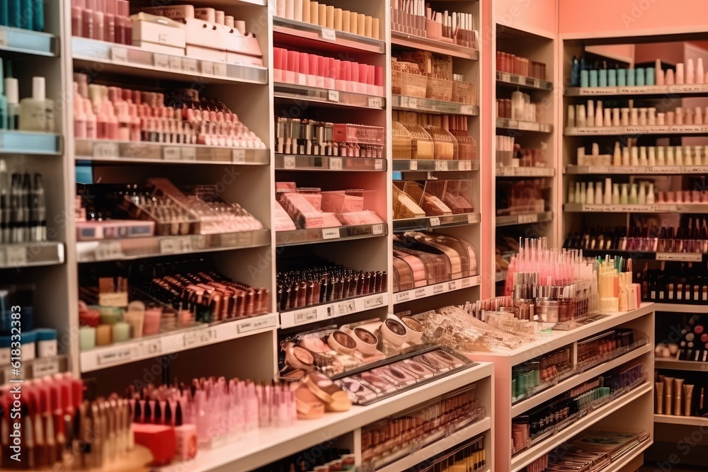 photo of inside empty makeup shop Photography AI Generated