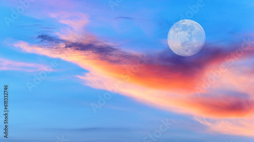 Ethereal Surreal Full Moon Colorful Nature Abstract