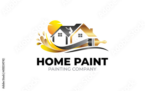 Illustration of graphic vector colors of professional paint company logo design template