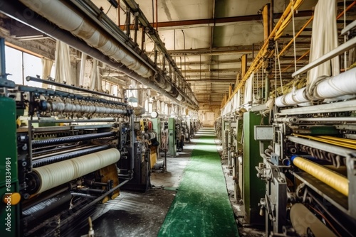 photo of inside textile factory line production view Photography