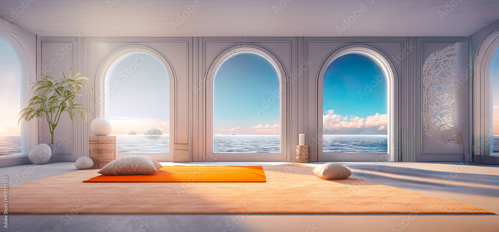 Picture of An at home studio for yoga and meditation in a luxury modern home ...