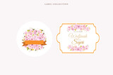 cherry blossom floral label illustration