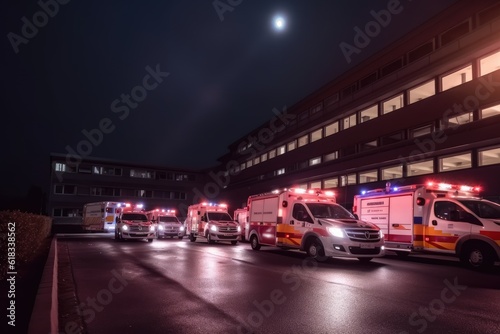 Ambulance parking in the hospital area photoraphy Generated AI © NikahGeh