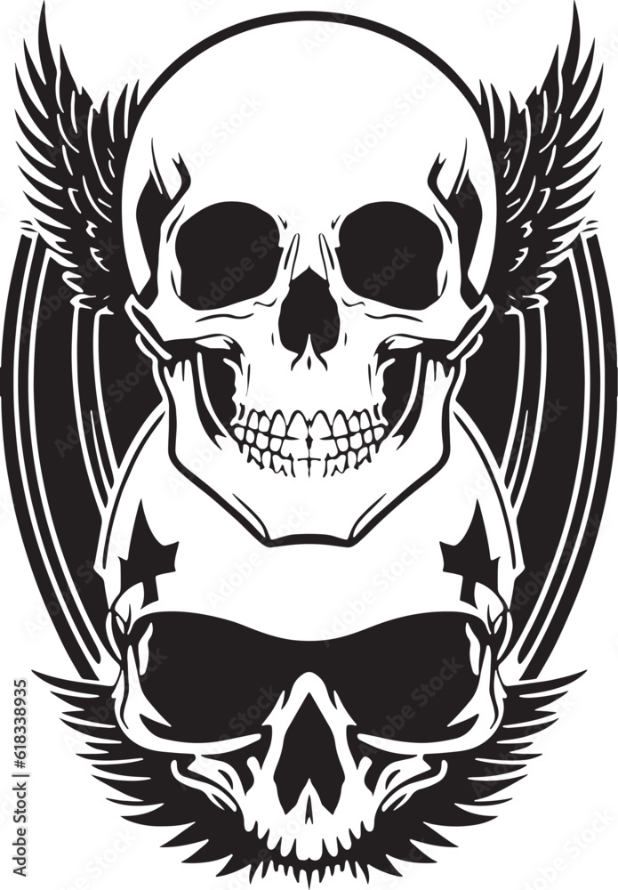 Fototapeta premium Great wind skull emblem, tattoo vector art