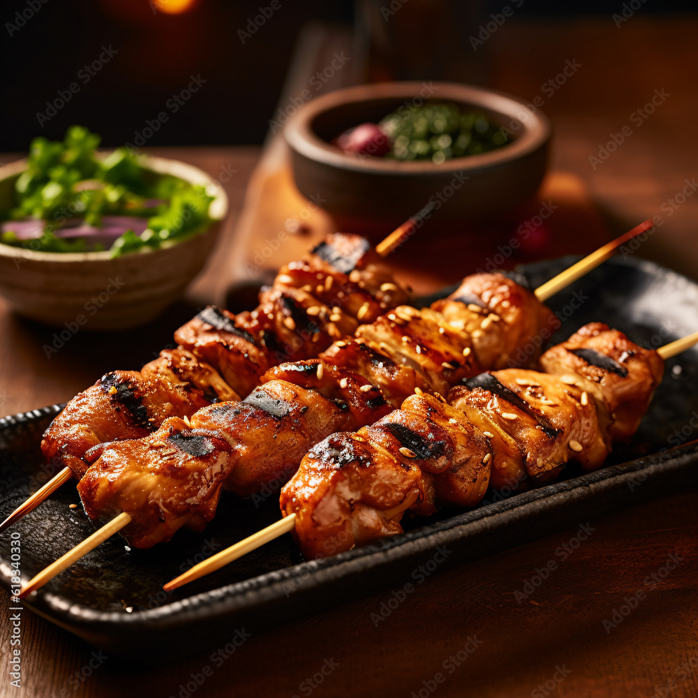 In the land of the rising sun amidst lively cheers yakitori - Generative AI
