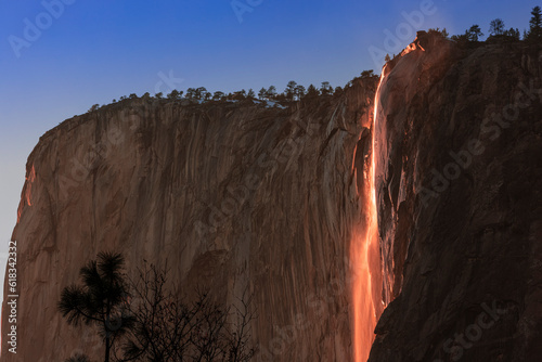 The horsetail waterfall in Yosemite National Park in California as the Fire Fall during winter photo