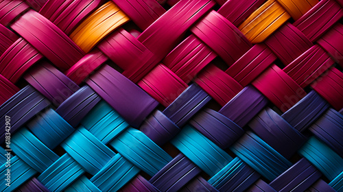 colorful weave plastic pattern texture close-up in jewel tones background wallpaper 