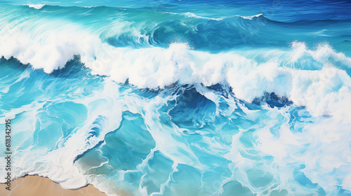 Waves and beach. Generative AI image.