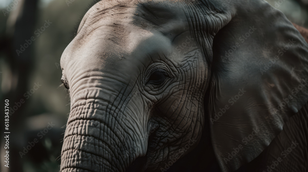 beautiful elephant in its natural habitat. Close up of elephant in African plain. Post-processed generative AI beautiful elephant in its natural habitat. Close up of elephant in African plain. Post-processed generative AI