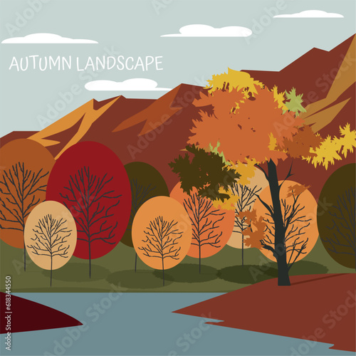 Colored autumn landscape scenario image Vector