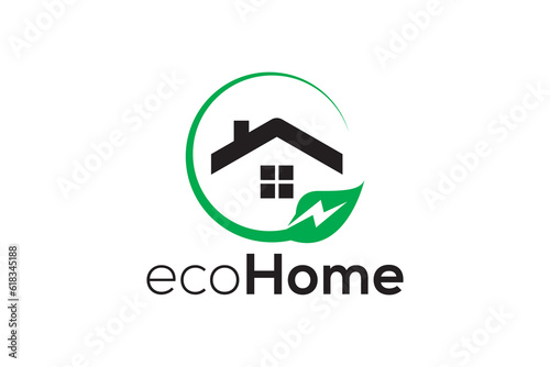Eco home green energy logo design vector template